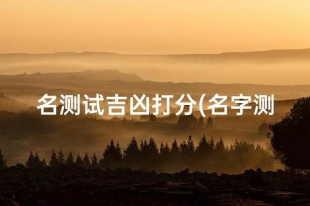权威姓名测试打分,名字打分测试免费