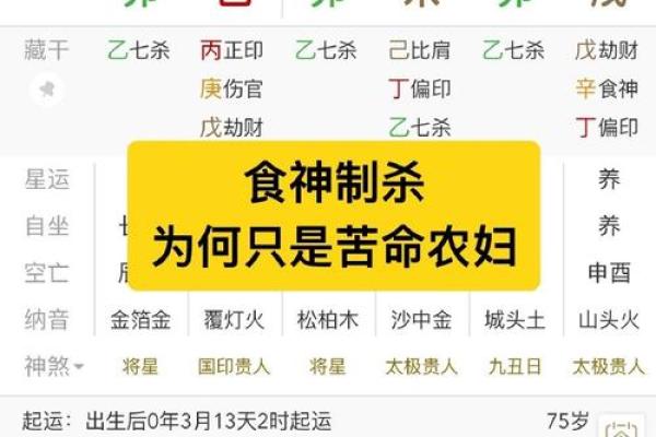 八字月支食神生偏财