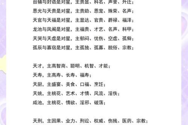 紫微斗数术语解释之：对星